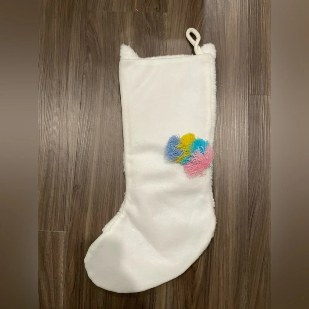 Holiday Christmas Adorable White Llama Stocking - White and Multicolor